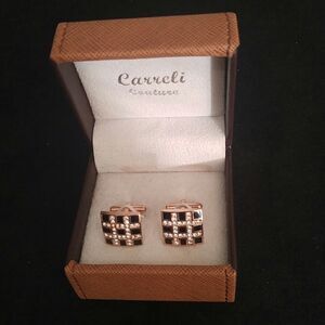 MEN'S CARRELI GOLD & BLACK SQUARE CUFF LINKS